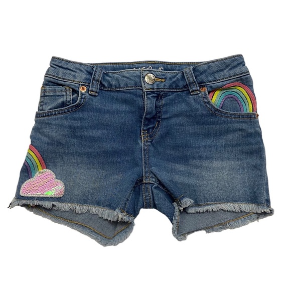 Cat & Jack Bottoms Cat Jacks Girls Rainbow Flip Sequins Jean Shorts